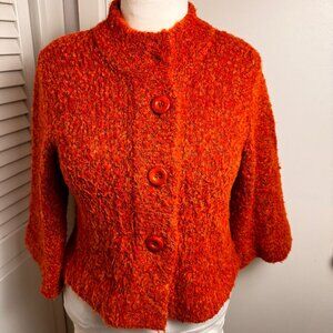 A. GIANNETTI  WOMENS ORANGE CROPPED BUTTON UP CARDIGAN SWEATER